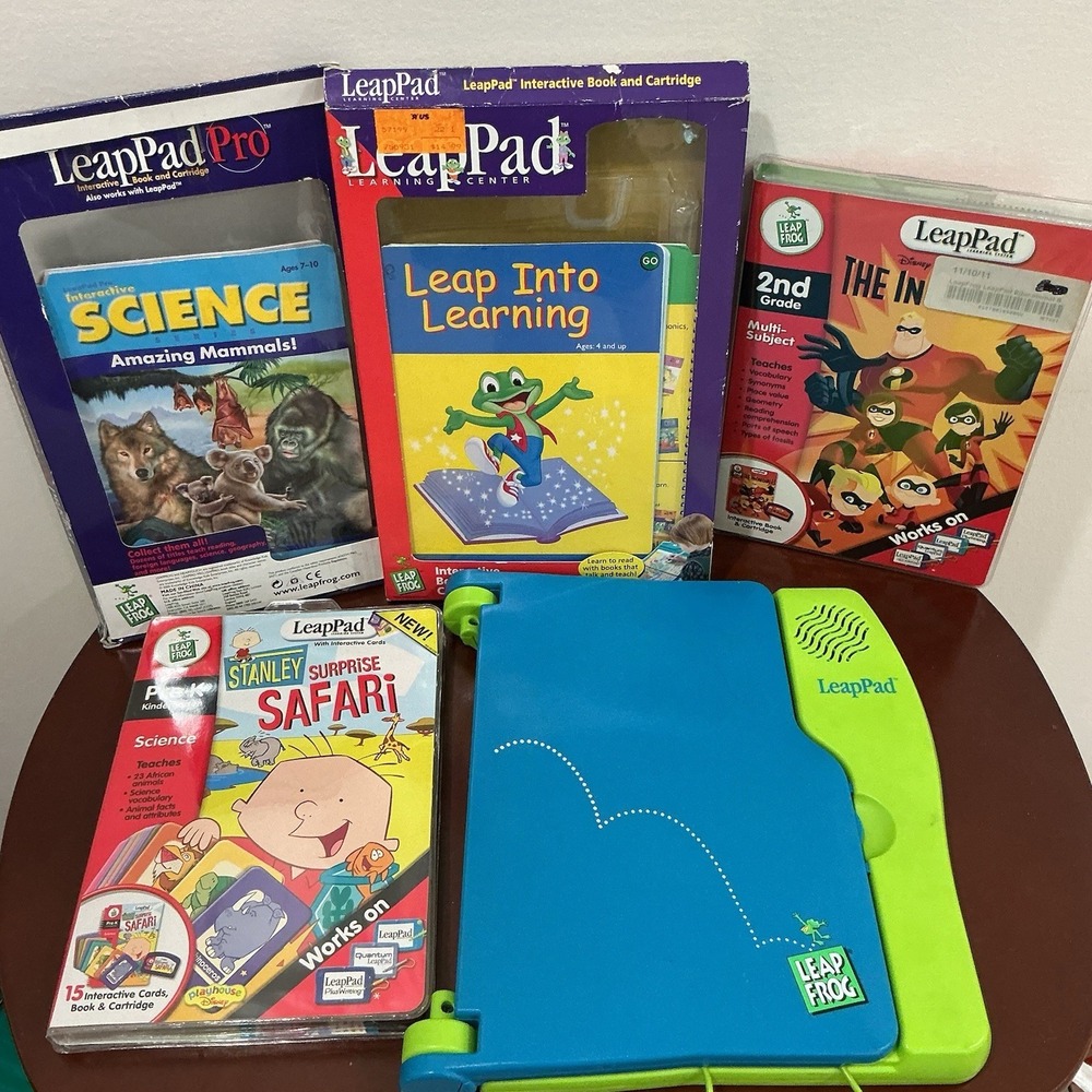 VTG LeapFrog LeapPad Learning System 4 Books & Cartridges Bundle - Tested Works
